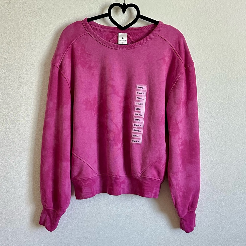 Member’s Mark Pink Tie Dye Relaxed Fit Drop Shoulder Sweatshirt Size S